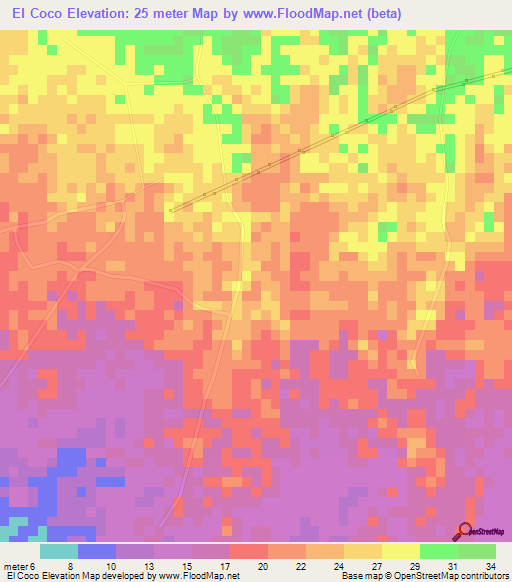 El Coco,Panama Elevation Map
