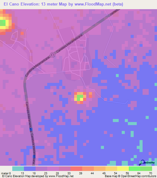El Cano,Panama Elevation Map