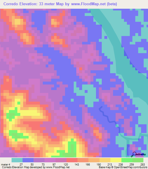 Corredo,Panama Elevation Map