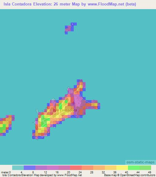 Isla Contadora,Panama Elevation Map