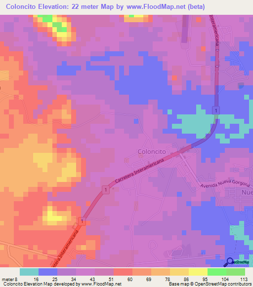 Coloncito,Panama Elevation Map