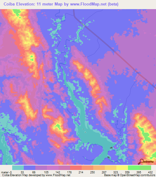 Coiba,Panama Elevation Map