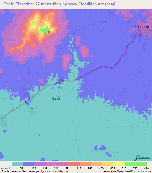 Cocle,Panama Elevation Map