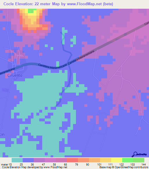 Cocle,Panama Elevation Map
