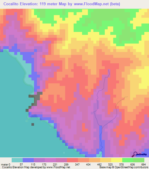 Cocalito,Panama Elevation Map