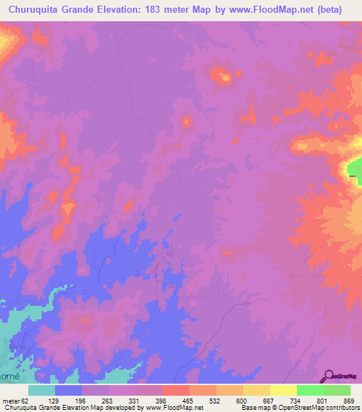 Churuquita Grande,Panama Elevation Map