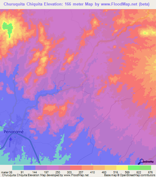 Churuquita Chiquita,Panama Elevation Map
