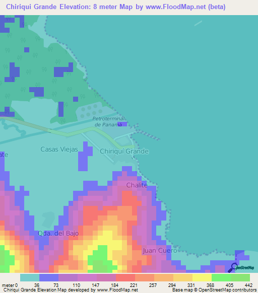 Chiriqui Grande,Panama Elevation Map