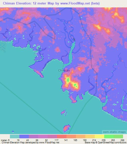 Chiman,Panama Elevation Map