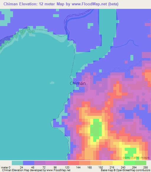 Chiman,Panama Elevation Map