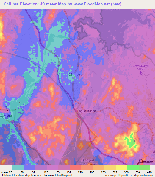 Chilibre,Panama Elevation Map