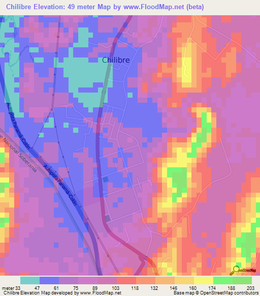 Chilibre,Panama Elevation Map
