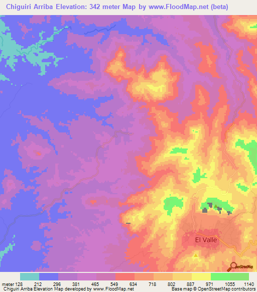 Chiguiri Arriba,Panama Elevation Map