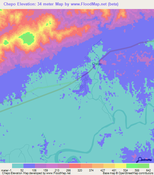 Chepo,Panama Elevation Map
