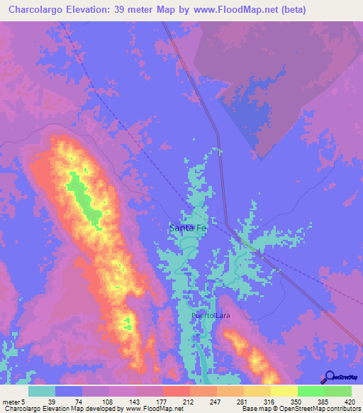 Charcolargo,Panama Elevation Map