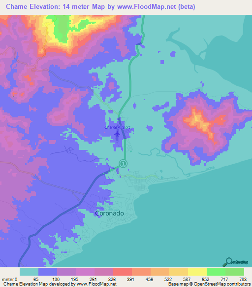 Chame,Panama Elevation Map