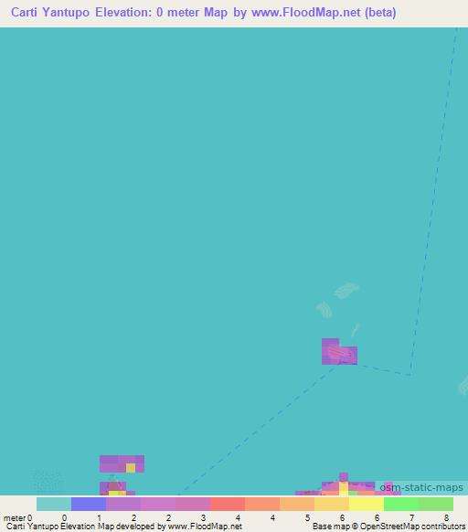 Carti Yantupo,Panama Elevation Map