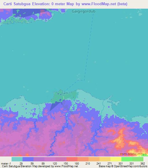 Carti Satubgua,Panama Elevation Map