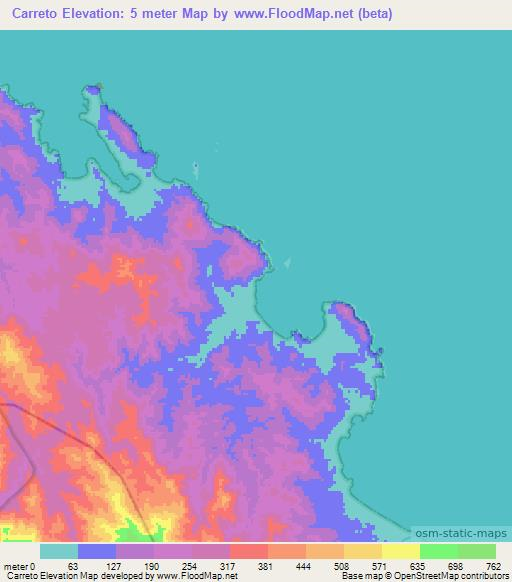 Carreto,Panama Elevation Map