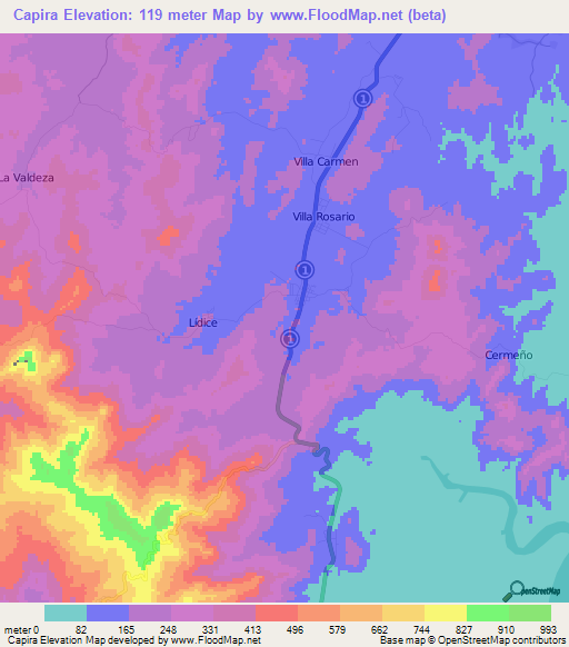 Capira,Panama Elevation Map