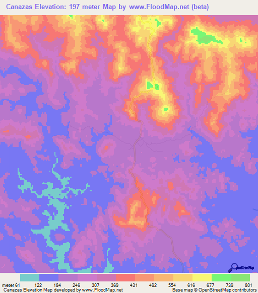 Canazas,Panama Elevation Map