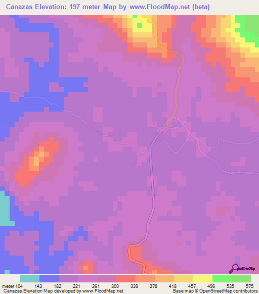 Canazas,Panama Elevation Map