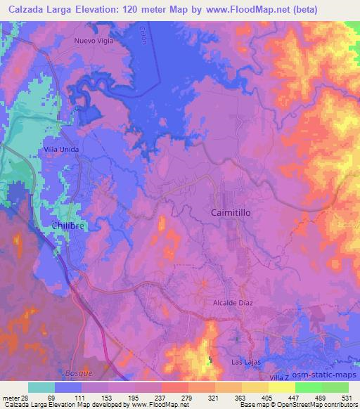 Calzada Larga,Panama Elevation Map