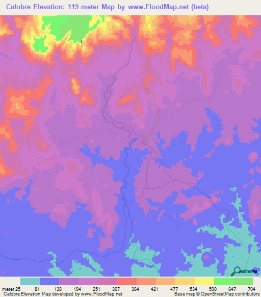 Calobre,Panama Elevation Map
