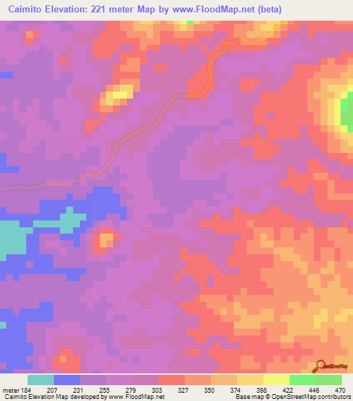 Caimito,Panama Elevation Map