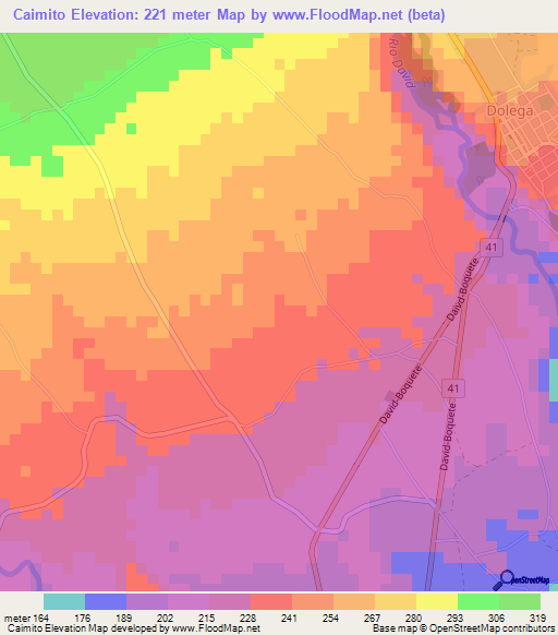 Caimito,Panama Elevation Map