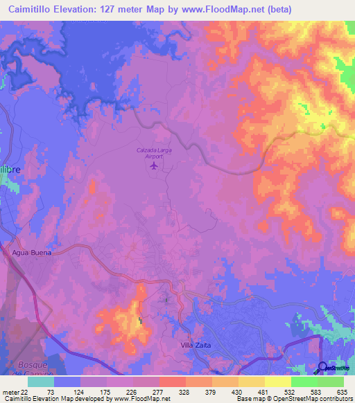 Caimitillo,Panama Elevation Map