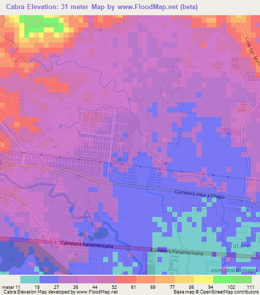 Cabra,Panama Elevation Map