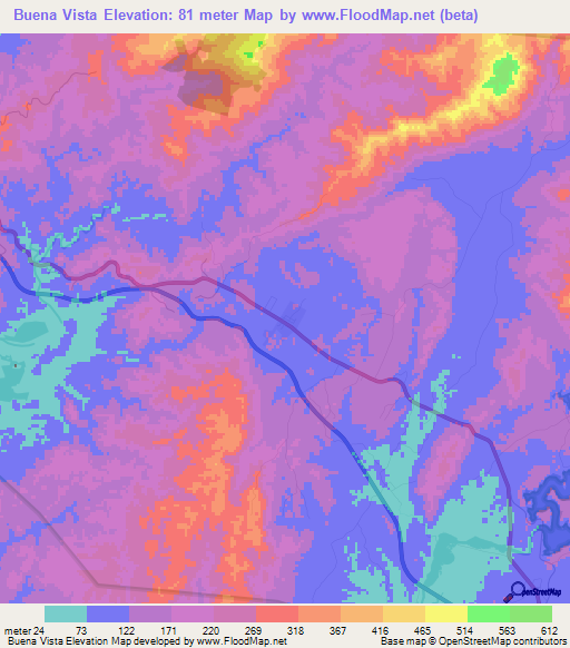 Buena Vista,Panama Elevation Map