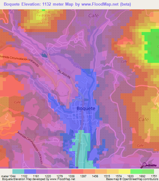 Boquete,Panama Elevation Map