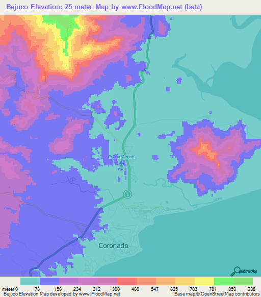 Bejuco,Panama Elevation Map