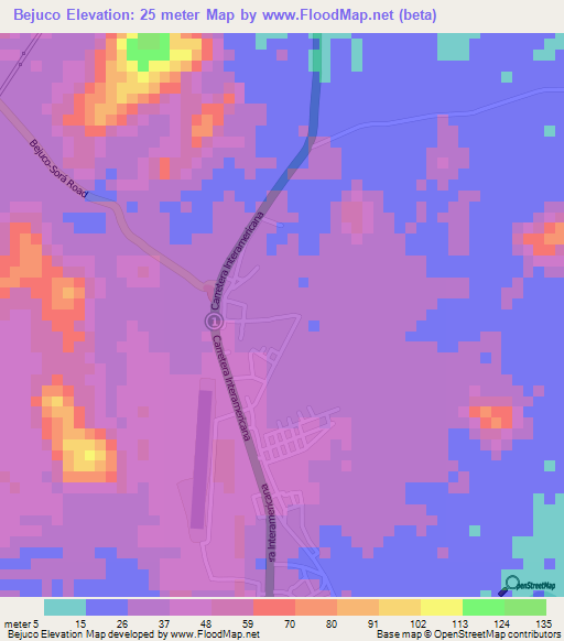 Bejuco,Panama Elevation Map