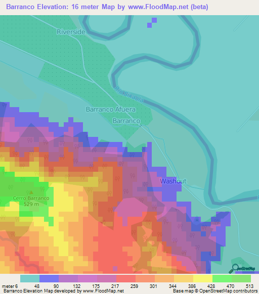 Barranco,Panama Elevation Map