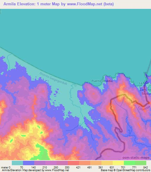 Armila,Panama Elevation Map