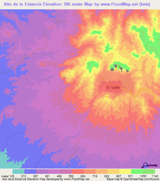 Alto de la Estancia,Panama Elevation Map