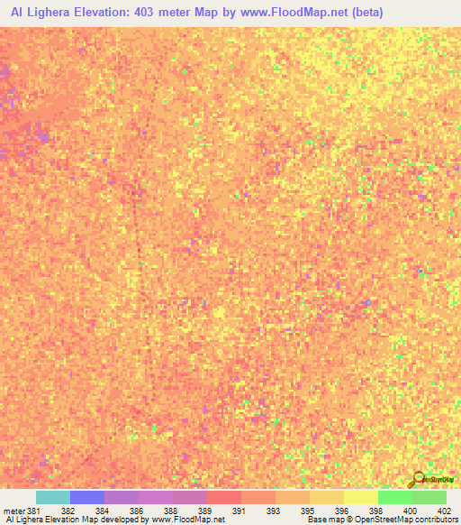 Al Lighera,Sudan Elevation Map
