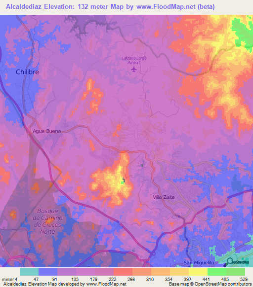Alcaldediaz,Panama Elevation Map