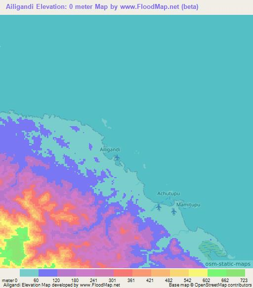 Ailigandi,Panama Elevation Map