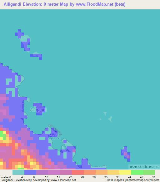 Ailigandi,Panama Elevation Map