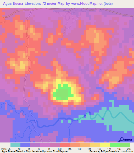 Agua Buena,Panama Elevation Map