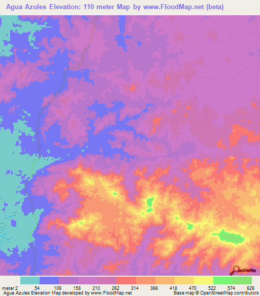 Agua Azules,Panama Elevation Map