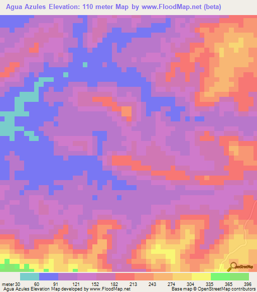 Agua Azules,Panama Elevation Map