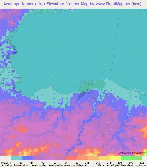 Acuatupo Numero Uno,Panama Elevation Map