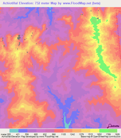 Achiotillal,Panama Elevation Map
