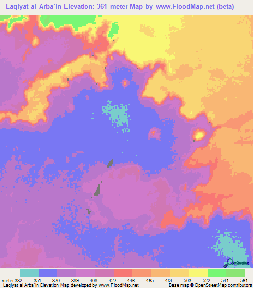Laqiyat al Arba`in,Sudan Elevation Map
