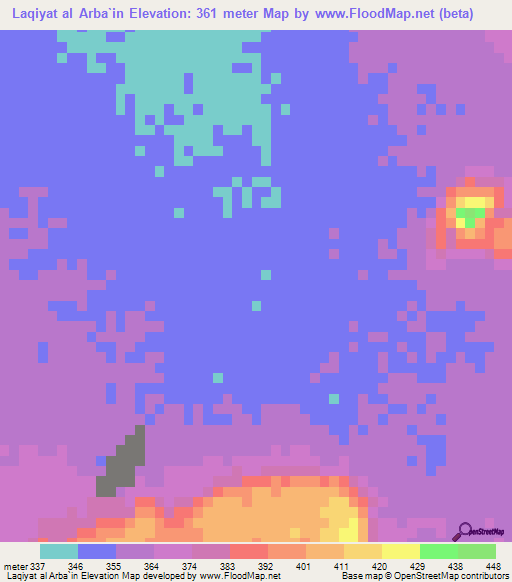 Laqiyat al Arba`in,Sudan Elevation Map